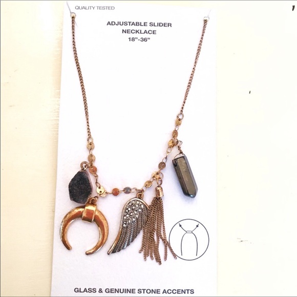 Good Luck Charm Necklace Adjustable Length Gold Plated Antique Finish - Picture 2 of 4